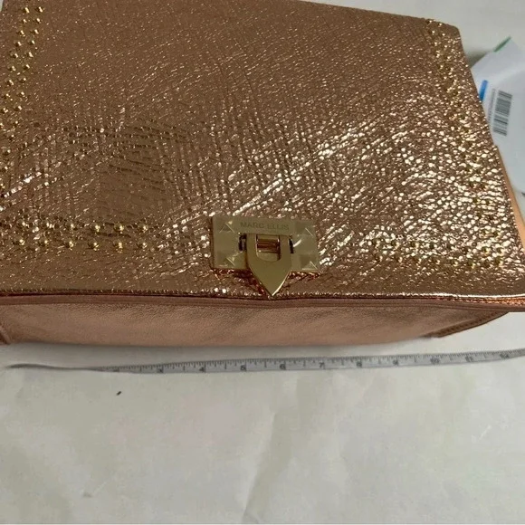 MARC ELLIS Leather Crossbody Shoulder Bag Metallic Pink Made in Italy - Picture 7 of 9